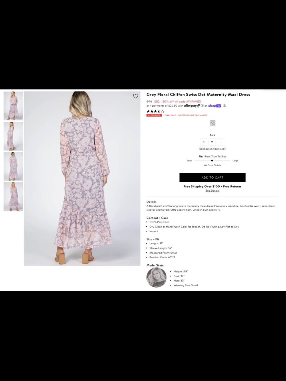 Lovestitch Grey Floral Chiffon Swiss Dot Maternity Maxi Dress - Picture 2 of 4
